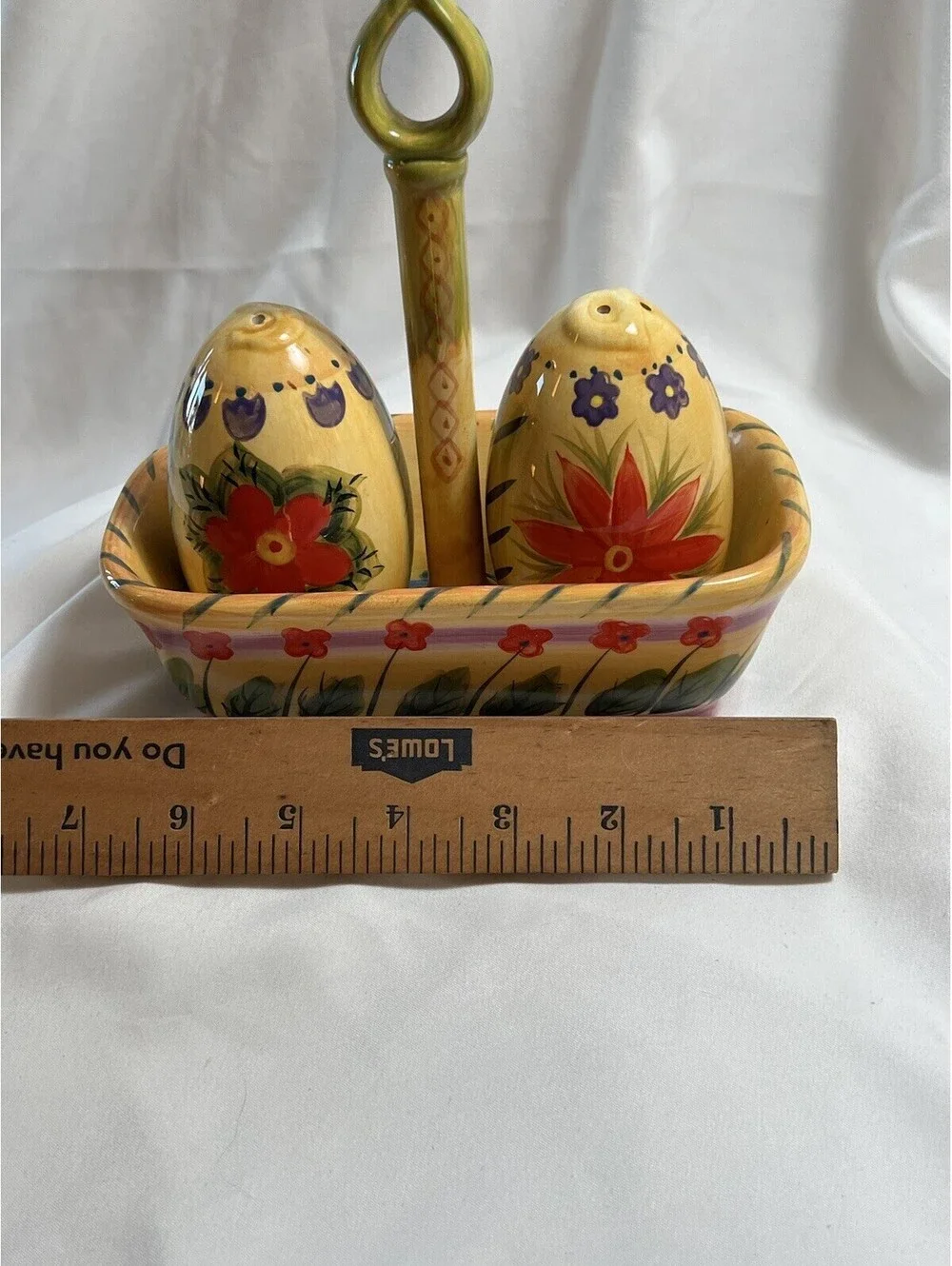 Vintage Dario Farrucci Egg Basket Salt And Pepper Set Hand Painted